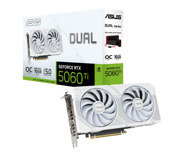 ASUS GeForce RTX 5060 Ti Dual OC White 16GB GDDR7 DLSS4 DUAL-RTX5060TI-O16G-WHITE - 1356663 - zdjęcie